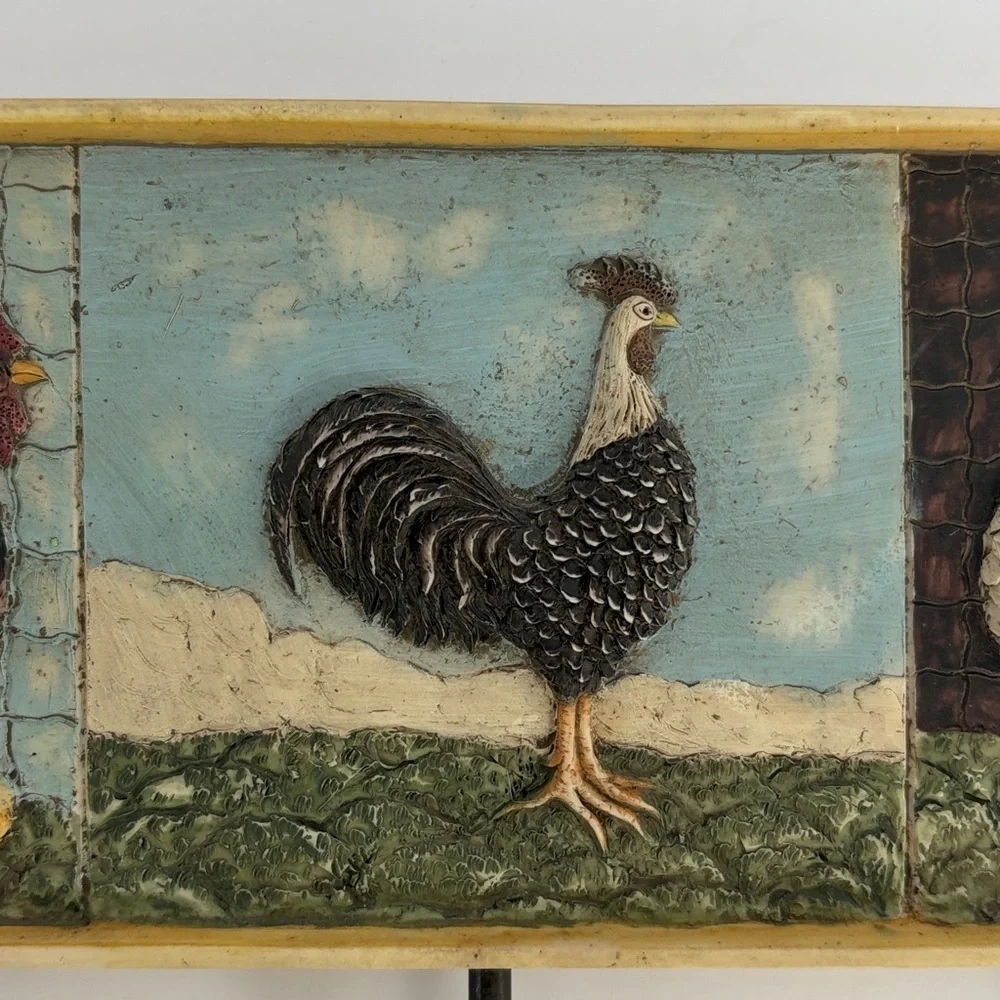 WARREN KIMBLE HEN-FEATHERS Rooster and Hens Wall Hooks